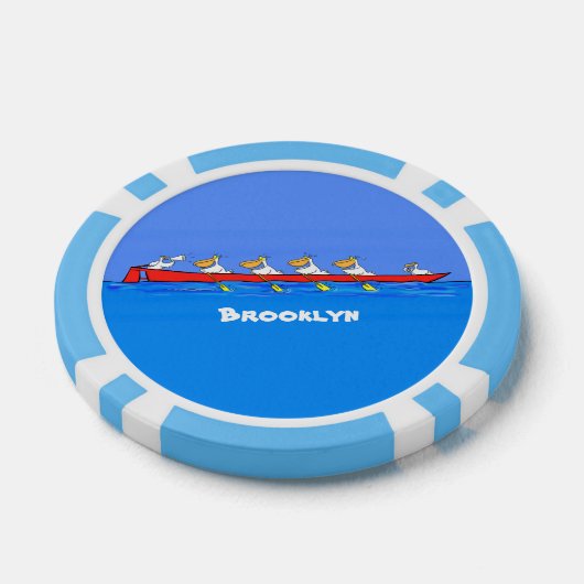 Funny pelicans rowing cartoon illustratie poker chips (Enkel)