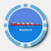Funny pelicans rowing cartoon illustratie poker chips (Voorkant)