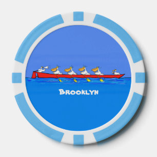 Funny pelicans rowing cartoon illustratie poker chips