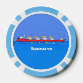 Funny pelicans rowing cartoon illustratie poker chips (Achterkant)