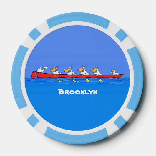Funny pelicans rowing cartoon illustratie poker chips (Achterkant)