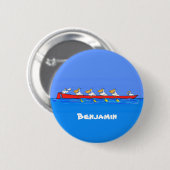 Funny pelicans rowing cartoon illustratie ronde button 5,7 cm (Voorkant /achterkant)