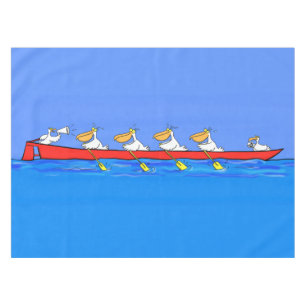 Funny pelicans rowing cartoon illustratie tafelkleed