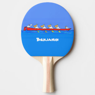 Funny pelicans rowing cartoon illustratie tafeltennisbatje