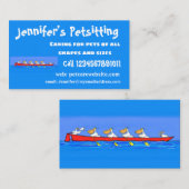 Funny pelicans rowing cartoon illustratie visitekaartje (Voorkant / Achterkant)