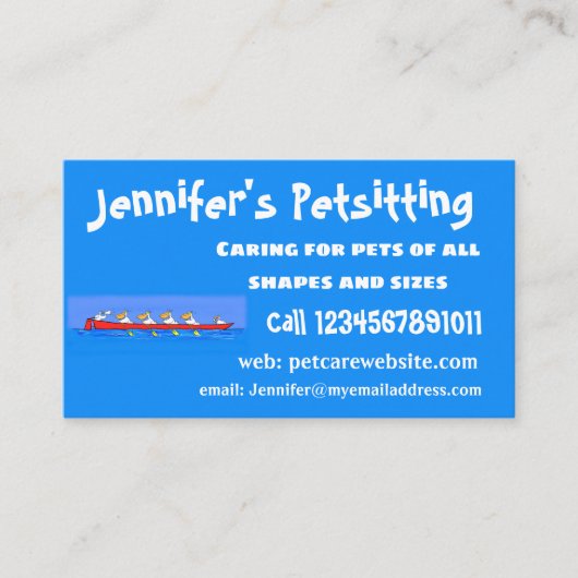 Funny pelicans rowing cartoon illustratie visitekaartje (Voorkant)