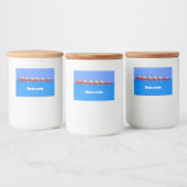 Funny pelicans rowing cartoon illustratie voedselcontainer etiket (Flessen)