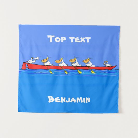 Funny pelicans rowing cartoon illustratie wandkleed (Voorkant (horizontaal))