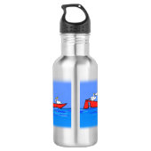 Funny pelicans rowing cartoon illustratie waterfles  (Achterkant)