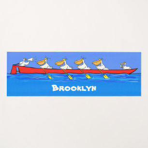 Funny pelicans rowing cartoon illustratie yogamat
