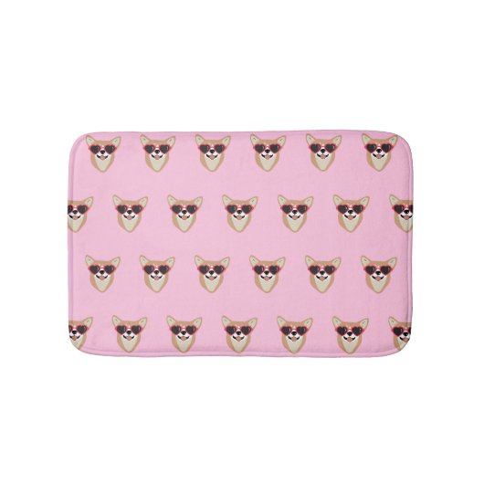 Funny Pembroke Welsh Corgi Pattern Pink Badmat (Voorkant)