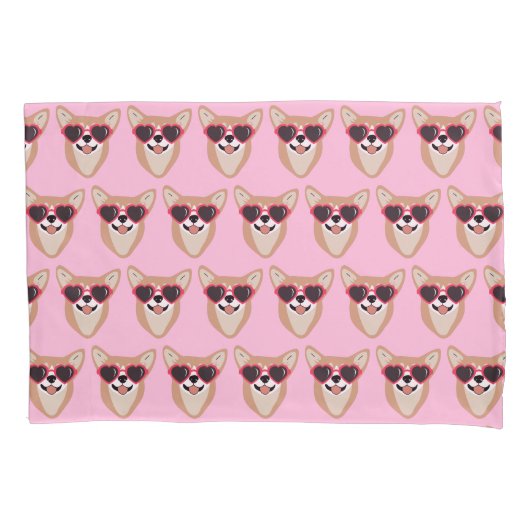 Funny Pembroke Welsh Corgi Pattern Pink Kussensloop (Voorkant)