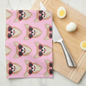 Funny Pembroke Welsh Corgi Pattern Pink Theedoek (Quarter Fold)