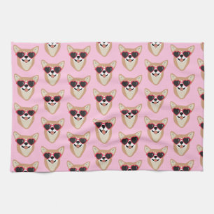 Funny Pembroke Welsh Corgi Pattern Pink Theedoek