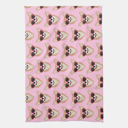 Funny Pembroke Welsh Corgi Pattern Pink Theedoek (Verticaal)