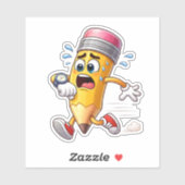 Funny Pencil Running Late Custom-Cut Vinyl Sticker (Vel)