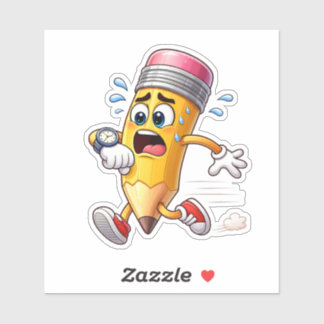 Funny Pencil Running Late Custom-Cut Vinyl Sticker