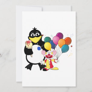Funny penguin and clown cartoon