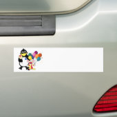 Funny penguin and clown cartoon bumpersticker (Op auto)