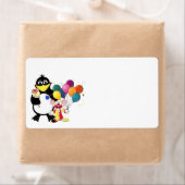 Funny penguin and clown cartoon etiket (Insitu)