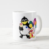 Funny penguin and clown cartoon grote koffiekop (Voorkant rechts)