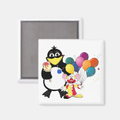 Funny penguin and clown cartoon magneet (Voorkant / Achterkant)