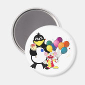 Funny penguin and clown cartoon magneet (Voorkant / Achterkant)