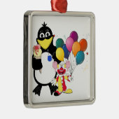 Funny penguin and clown cartoon metalen ornament (Rechts)