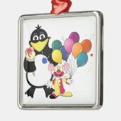 Funny penguin and clown cartoon metalen ornament (Links)