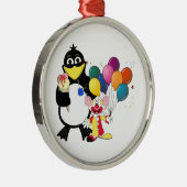 Funny penguin and clown cartoon metalen ornament (Rechts)
