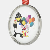 Funny penguin and clown cartoon metalen ornament (Links)