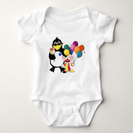 Funny penguin and clown cartoon romper
