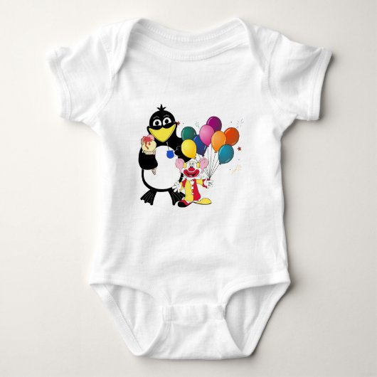 Funny penguin and clown cartoon romper (Voorkant)