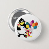 Funny penguin and clown cartoon ronde button 5,7 cm (Voorkant /achterkant)