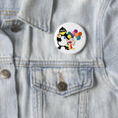 Funny penguin and clown cartoon ronde button 5,7 cm (In situ)