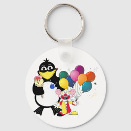 Funny penguin and clown cartoon sleutelhanger