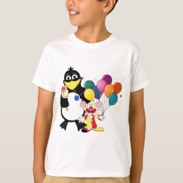 Funny penguin and clown cartoon t-shirt