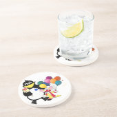 Funny penguin and clown cartoon zandsteen onderzetter (Zijkant)