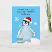 Funny Penguin and Seal Naughty List, Kerstmis Feestdagen Kaart (Voorkant)
