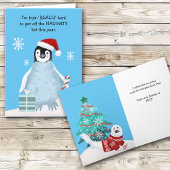 Funny Penguin and Seal Naughty List, Kerstmis Feestdagen Kaart