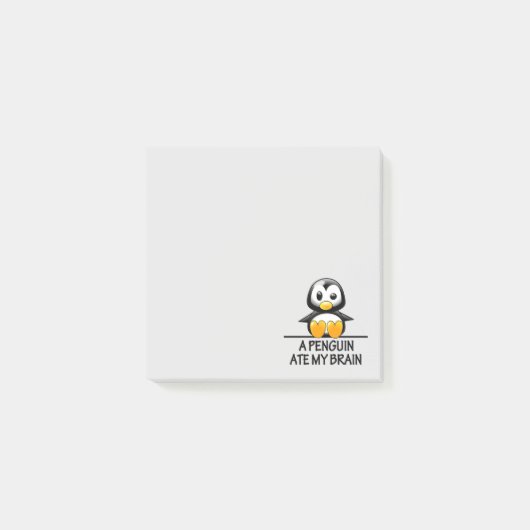 Funny Penguin Ate My Brain Cute Graphic Post-it® Notes (Voorkant)