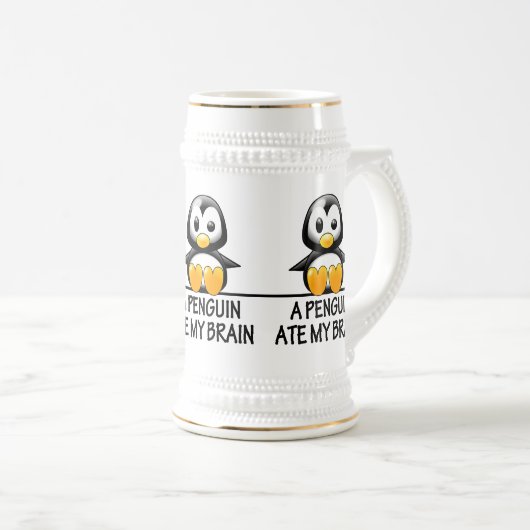 Funny Penguin Ate My Brain Graphic Bierpul (Voorkant rechts)