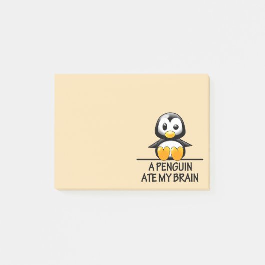 Funny Penguin Ate My Brain Graphic Cute Post-it® Notes (Voorkant)