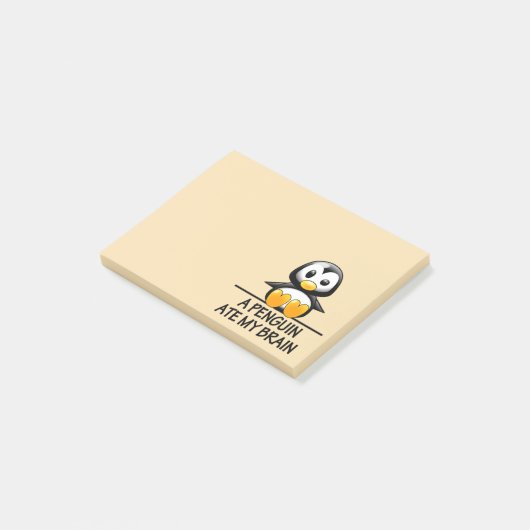 Funny Penguin Ate My Brain Graphic Cute Post-it® Notes (Schuin)