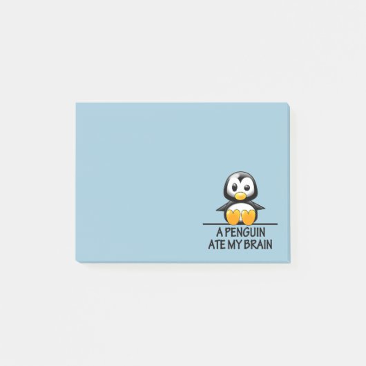Funny Penguin Ate My Brain Graphic Post-it® Notes (Voorkant)