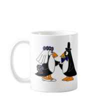 Funny Penguin Bride en Groom Wedding Cartoon