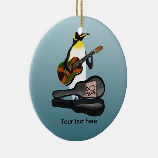 Funny Penguin Busking Keramisch Ornament (Rechts)