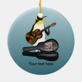 Funny Penguin Busking Keramisch Ornament (Achterkant)