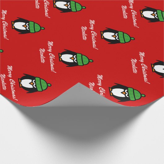 Funny penguin cartoon inpakpapier voor kerstmis (Hoek)