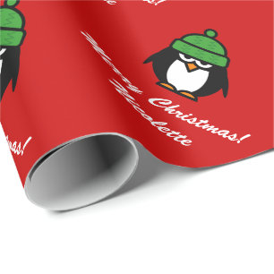 Funny penguin cartoon inpakpapier voor kerstmis
